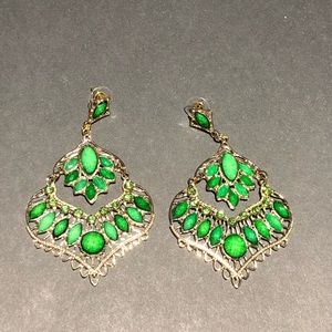 Green Dangle Earring Costume Fashion Jewelry